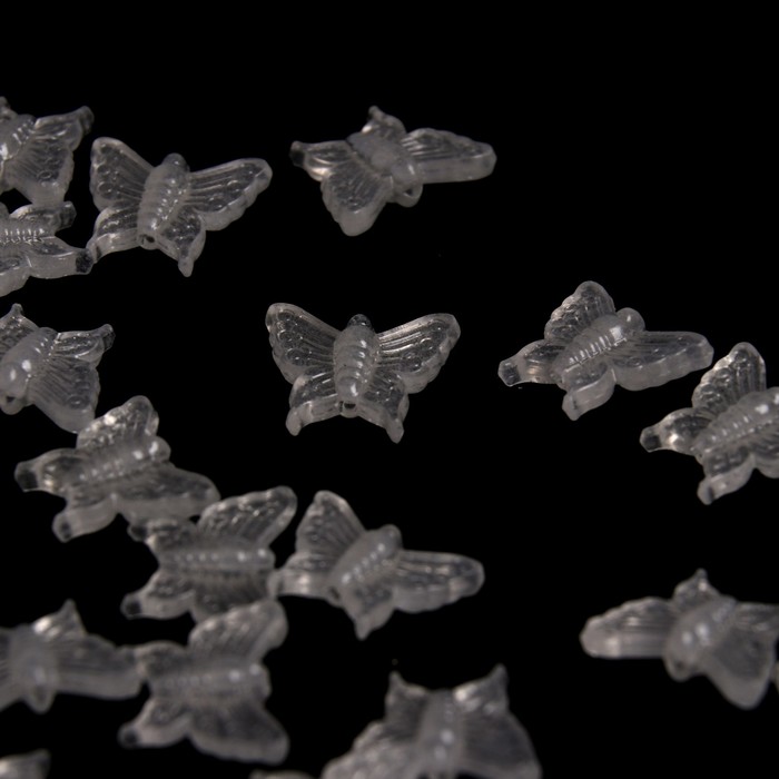 Набор бусин для творчества пластик светятся в темноте "Бабочки" 16 гр 1,6 см