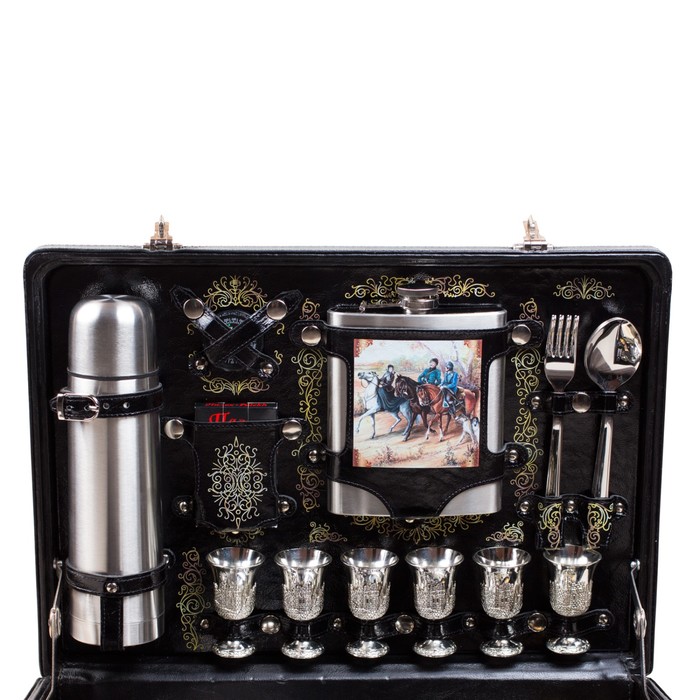 Набор подарочный «Премьер» (6 персон, в черном оформлении, УФ-печать)