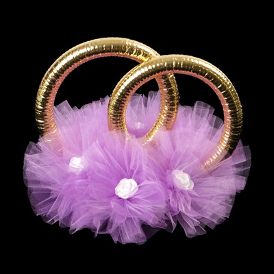 Кольца с фатином и латексным цветком , сирень