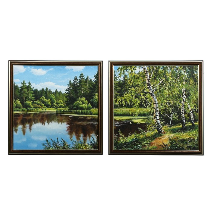 Модульная картина "Лесное озерцо" (36х36-2 шт) 36х72 см