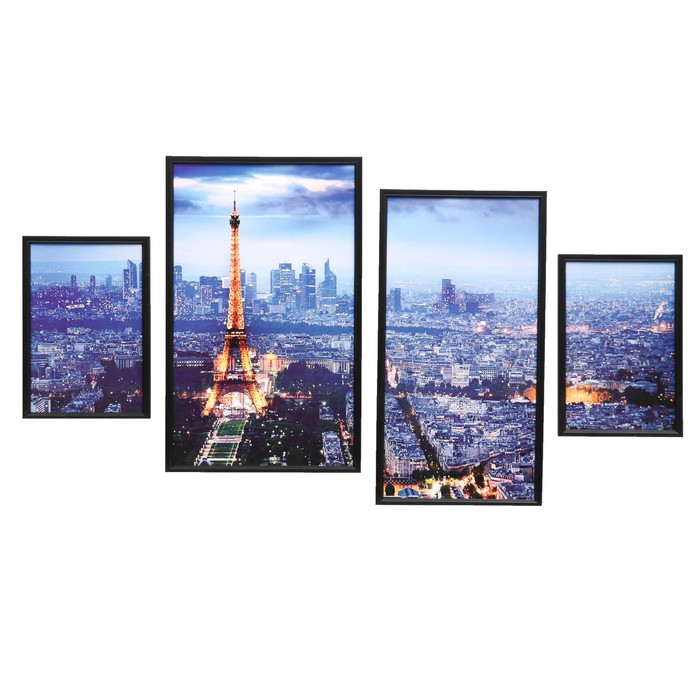 Модульная картина "Огни Парижа" (35х56, 30х56, 2-23х33) 111х60 см