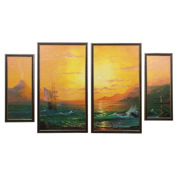 Модульная картина "Морской закат" (20х48-2 шт, 35х63-2 шт) 63х110 см