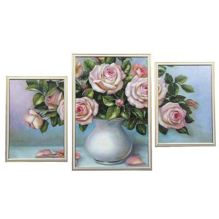 Модульная картина "Букет нежных роз" (30х43-2 шт, 40х60) 60х100 см