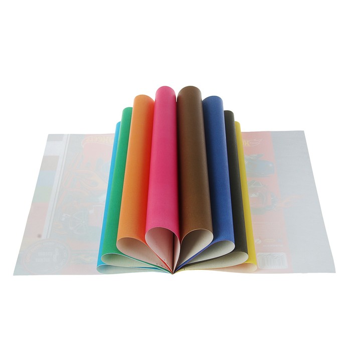 Бумага цветная А4, 8 листов, 8 цветов Hot Wheels