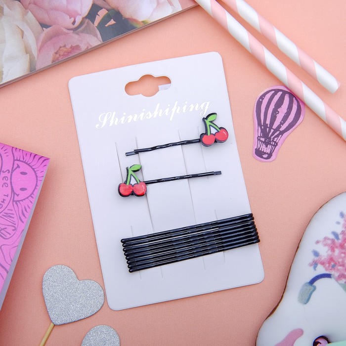 Невидимка для волос "Детская радость" набор 10 шт вишенки