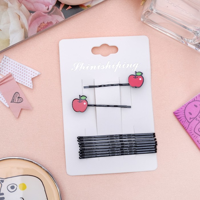 Невидимка для волос "Детская радость" набор 10 шт яблочки