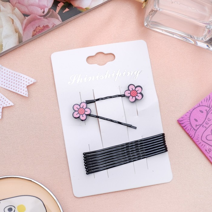 Невидимка для волос "Детская радость" набор 10 шт цветочки