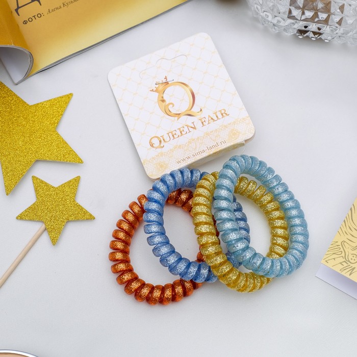 Резинка для волос "Пружинка" (цена за штуку) блеск d-5,5 см микс