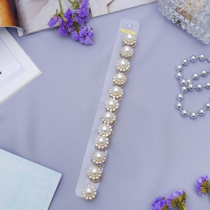 Шпилька пружинка d-1,5 см "Цветок" с жемчужиной