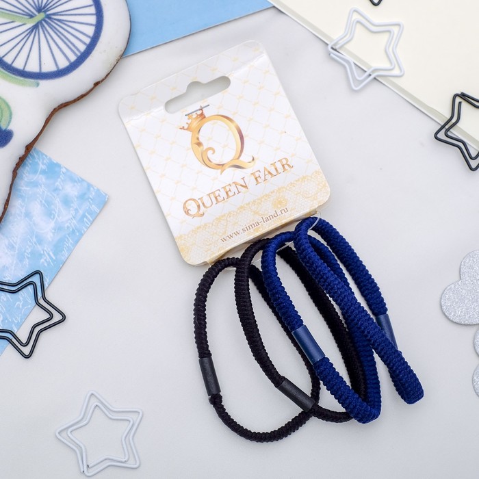 Резинка для волос "Жгутик" (цена за штуку) чёрный, синий