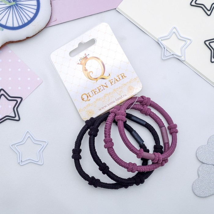 Резинка для волос "Агата" (цена за штуку) чёрный, сиреневый