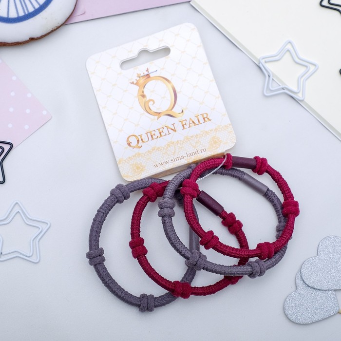 Резинка для волос "Агата" (цена за штуку) серый, бордовый