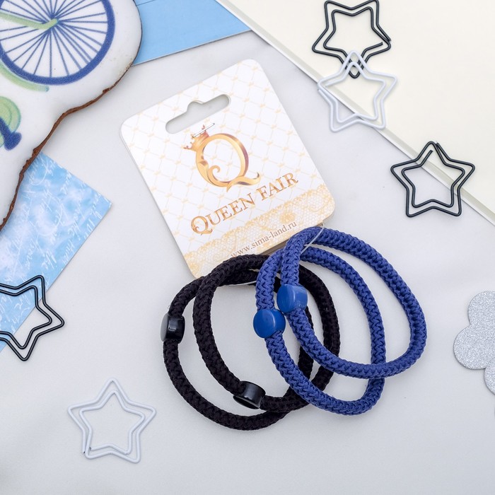 Резинка для волос "Плетёнка" (цена за штуку) чёрный, голубой