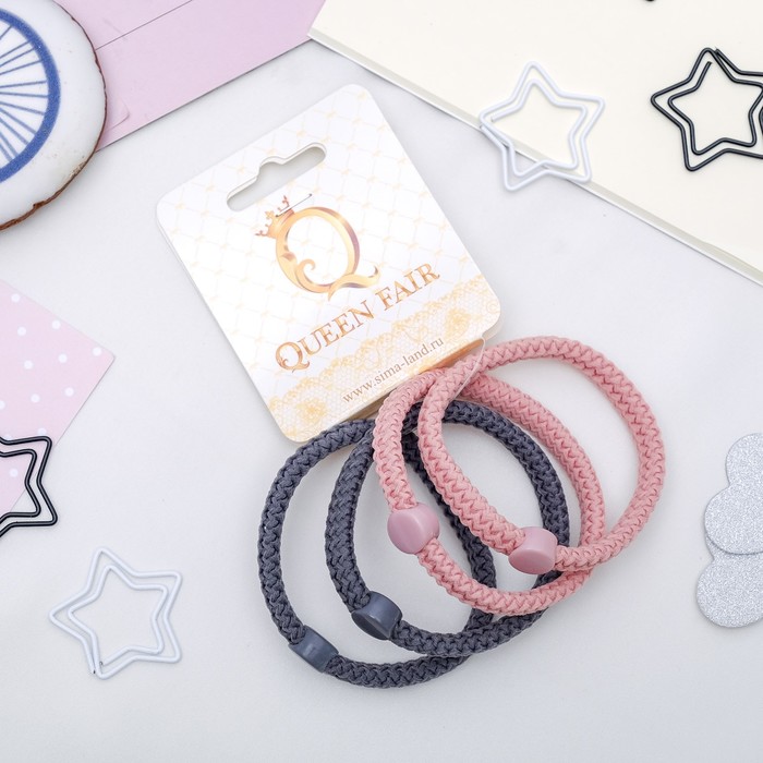Резинка для волос "Плетёнка" (цена за штуку) розовый, серый