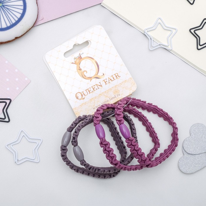 Резинка для волос "Ажур" (цена за штуку) серый, сиреневый