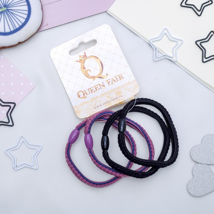 Резинка для волос "Велюр" (цена за штуку) чёрный, сиреневый