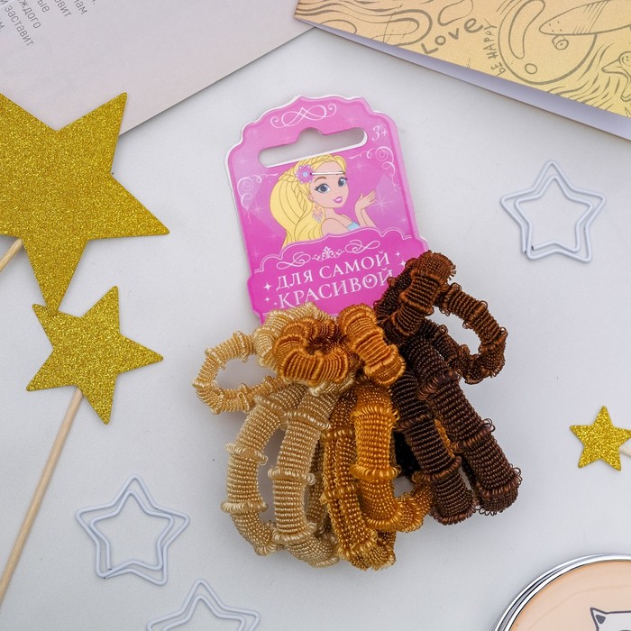 Резинка для волос "Махрушка" (набор 12 шт) коричневый