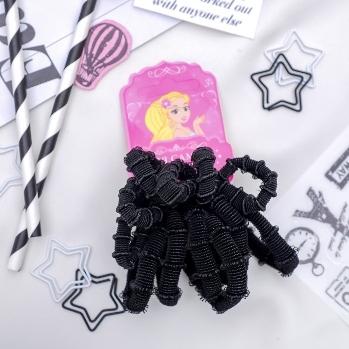 Резинка для волос "Махрушка" (набор 12 шт) чёрный