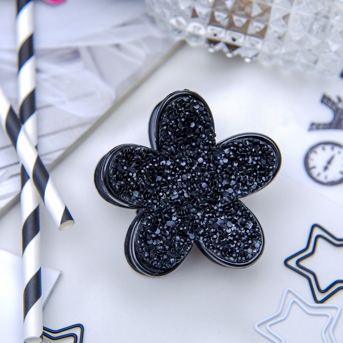 Краб для волос "Блэк" 6 см цветок черный