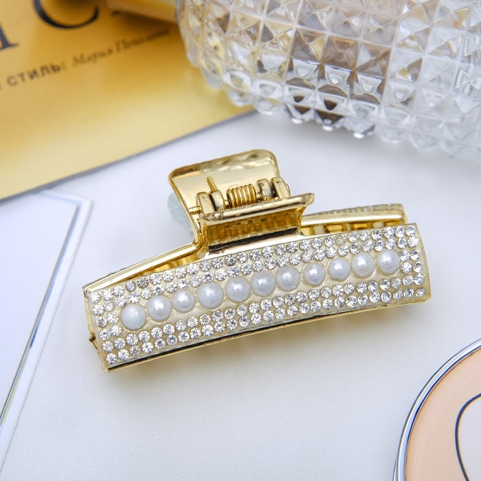 Краб для волос "Безе" 6,7 см прямой золото