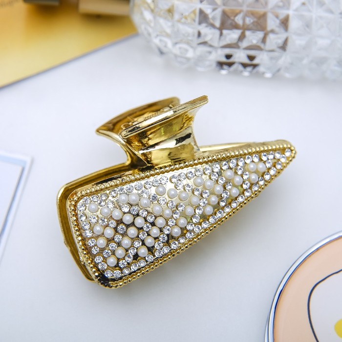 Краб для волос "Безе" 7 см треугольник золото