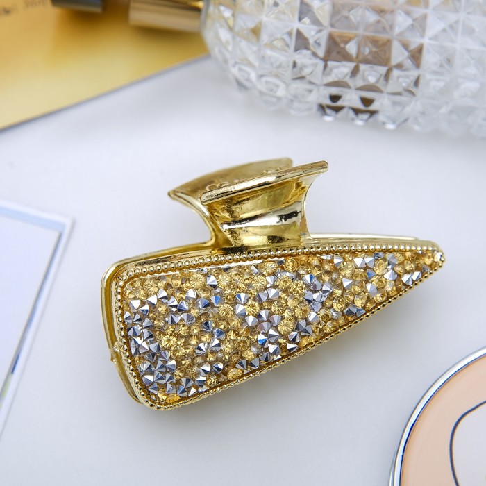 Краб для волос "Лазурный берег" 7 см треугольник золото