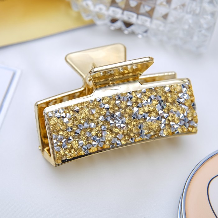 Краб для волос "Лазурный берег" 6,5 см прямой золото