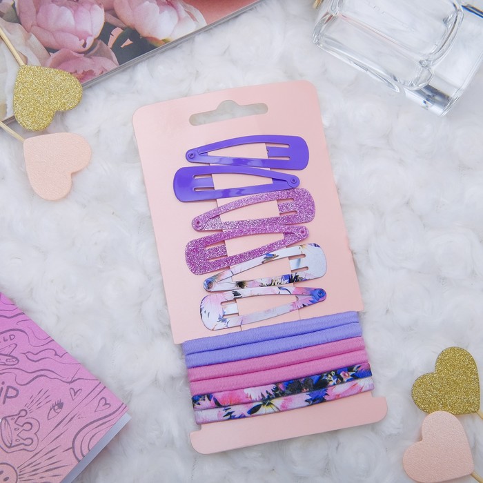 Набор для волос "Летний день" 6 резинок, 6 невидимок 5 см цветы