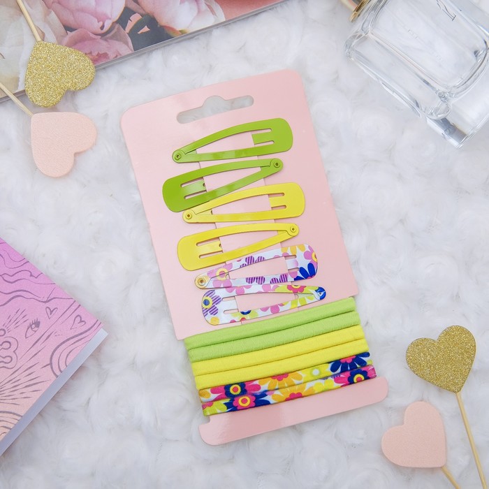 Набор для волос "Летний день" 6 резинок, 6 невидимок 5 см ромашки