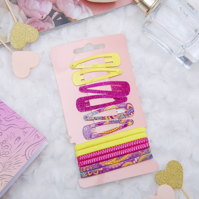 Набор для волос "Летний день" 6 резинок, 6 невидимок 5 см этника