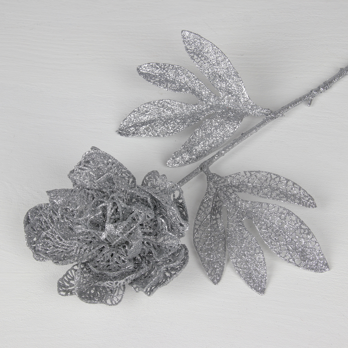 Декор "Сияние" пион, 14*64 см, серебро