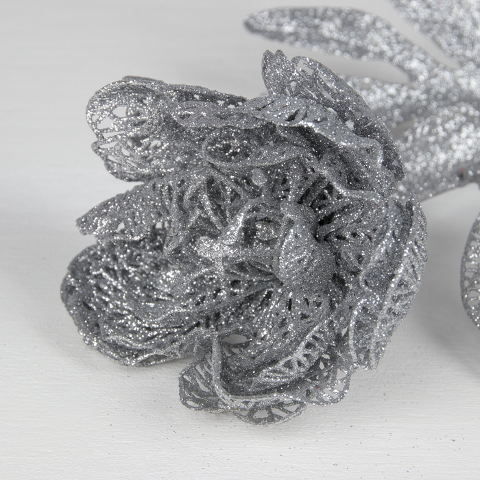 Декор "Сияние" пион, 14*64 см, серебро