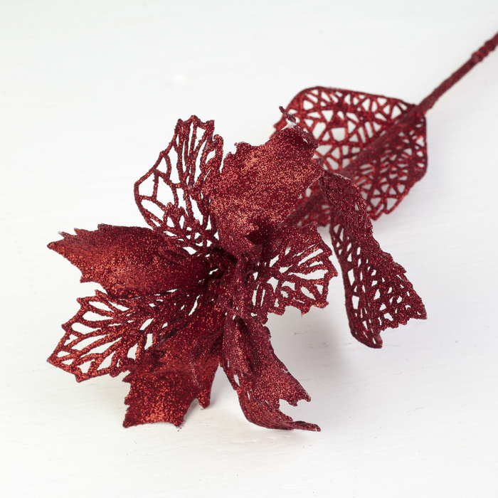 Декор "Сияние" пышный цветок, 16*64 см, красный