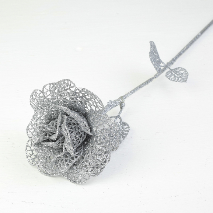 Декор "Сияние" розочка, 12*64 см, серебро