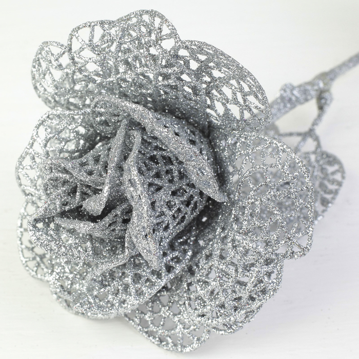 Декор "Сияние" розочка, 12*64 см, серебро