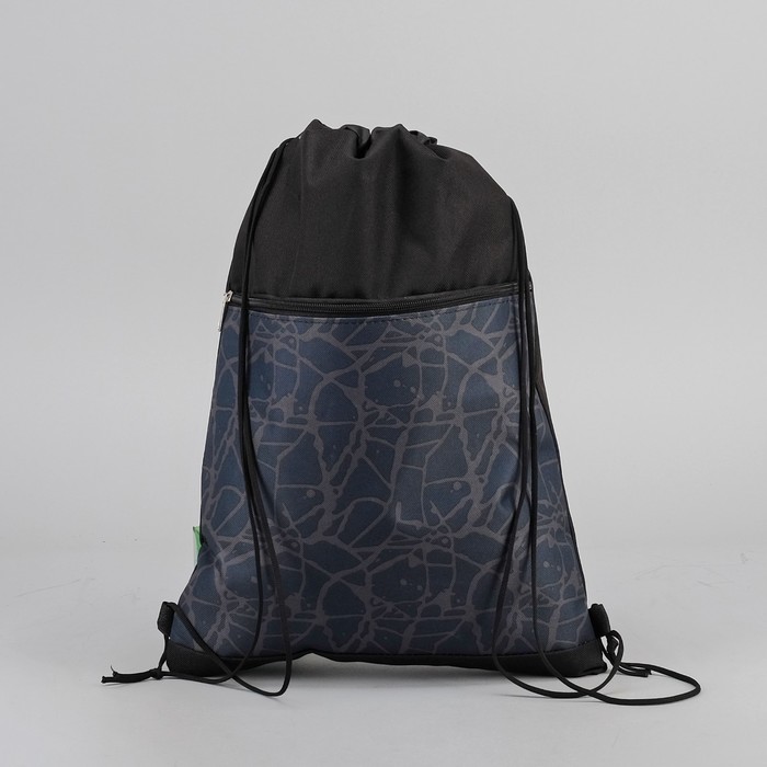 Сумка-мешок для обуви "Абстракция", наружный карман на молнии, цвет чёрный/серый