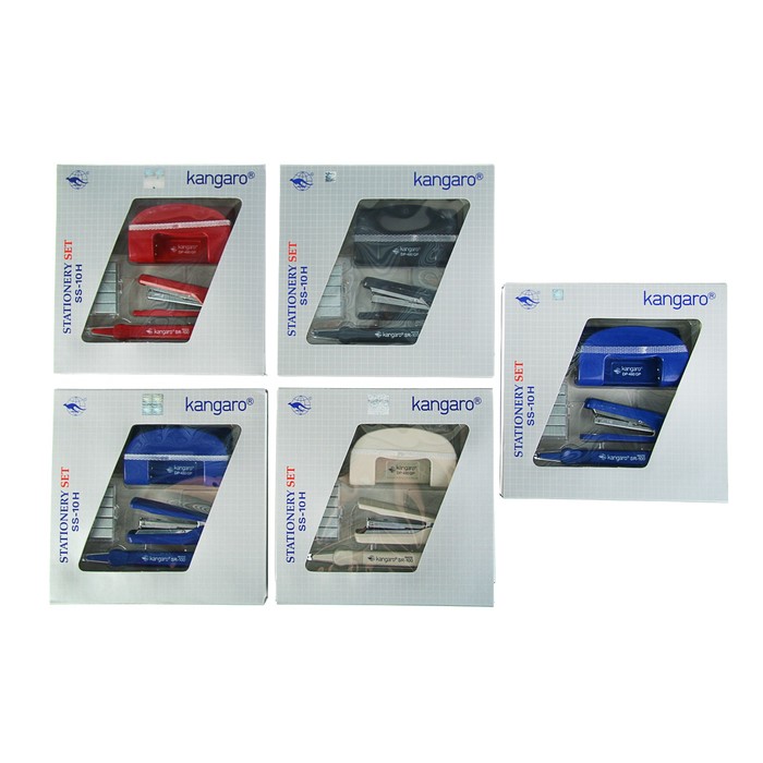 Набор Kangaro: степлер №10 до 20 листов HS 10H + Антистеплер + дырокол DP 480 G + скобы, микс