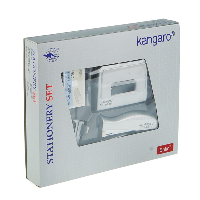 Набор Kangaro: степлер №24/6 до 20 листов Vertika 45 + антистеплер SR 45 + дырокол DP 485 + скобы, металлик