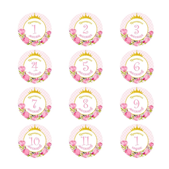 Наклейки для фотографирования "Принцесса", 12 наклеек