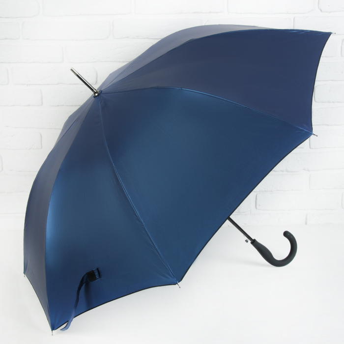 Зонт-трость "Однотонный", полуавтоматический, R=52см, цвет синий