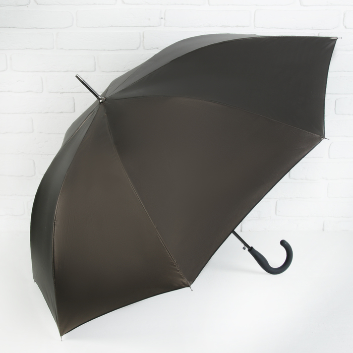 Зонт-трость "Однотонный", полуавтоматический, R=52см, цвет коричневый