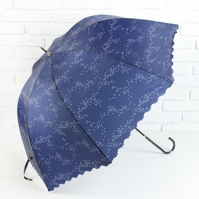 Зонт-трость "Звёзды", полуавтоматический, фигурный край, R=50см, цвет синий