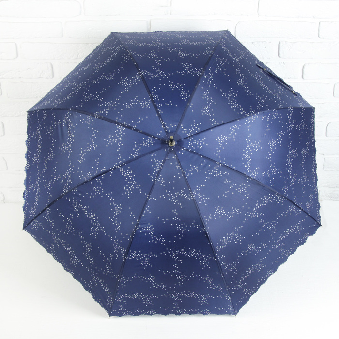 Зонт-трость "Звёзды", полуавтоматический, фигурный край, R=50см, цвет синий