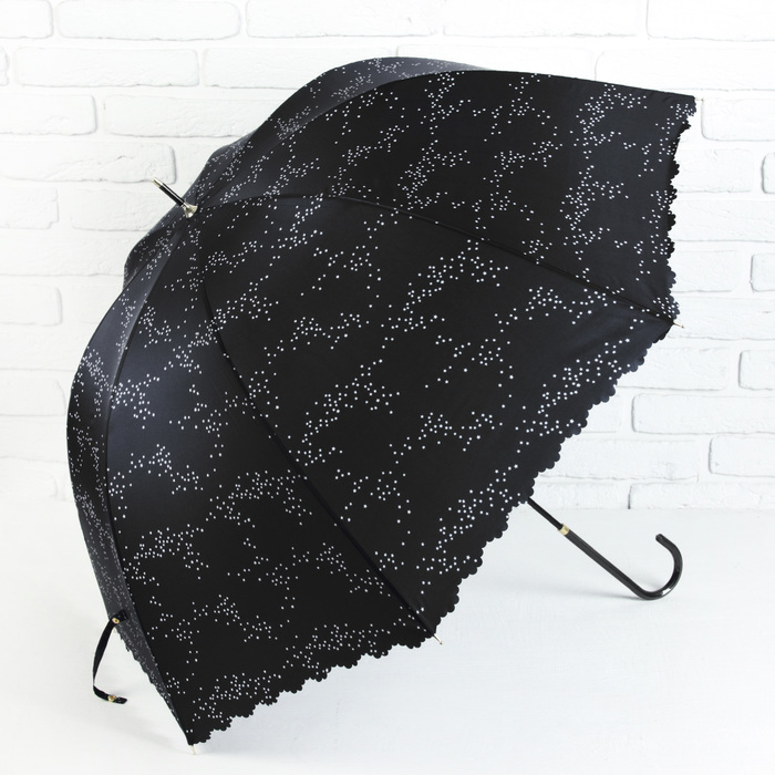 Зонт-трость "Звёзды", полуавтоматический, фигурный край, R=50см, цвет чёрный