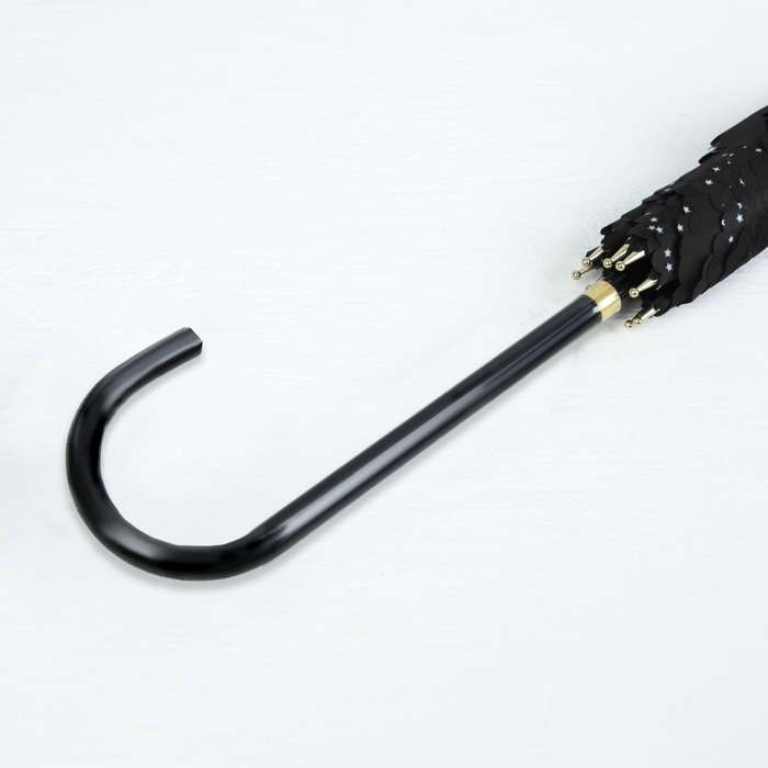 Зонт-трость "Звёзды", полуавтоматический, фигурный край, R=50см, цвет чёрный