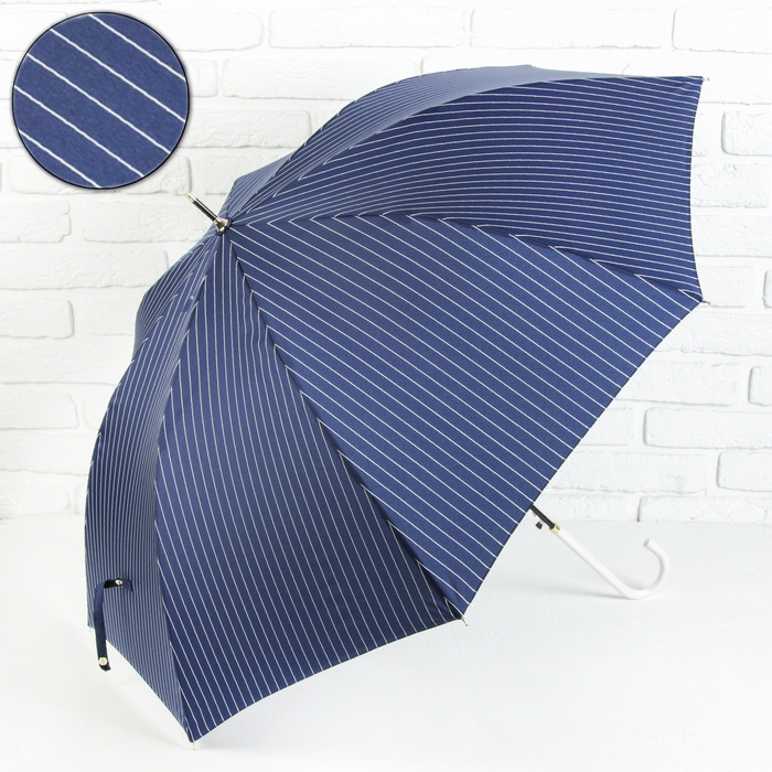Зонт-трость "Полоска", полуавтоматический, R=50см, цвет синий/белый
