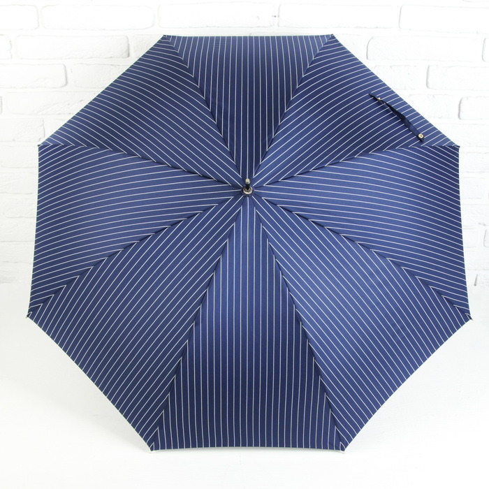 Зонт-трость "Полоска", полуавтоматический, R=50см, цвет синий/белый