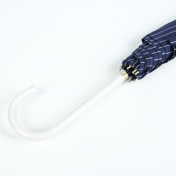 Зонт-трость "Полоска", полуавтоматический, R=50см, цвет синий/белый