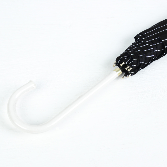 Зонт-трость "Полоска", полуавтоматический, R=50см, цвет белый/чёрный