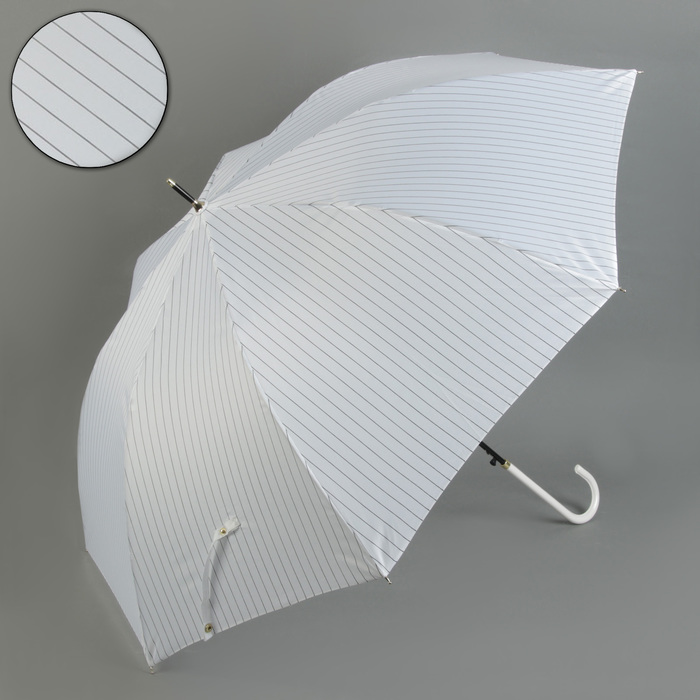Зонт-трость "Полоска", полуавтоматический, R=50см, цвет белый